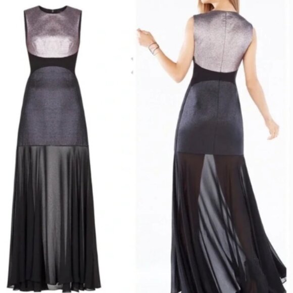 BCBGMAXAZRIA Odeya Dress Full Length Gown Maxi Formal Metallic Size 6🆕⌚📦🏃💨🚚 - Picture 2 of 16